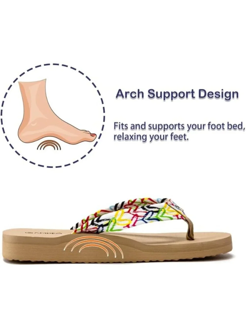 Women's Floral Heart White Comfortable Flip Flops Summer Beach Thong Sandals